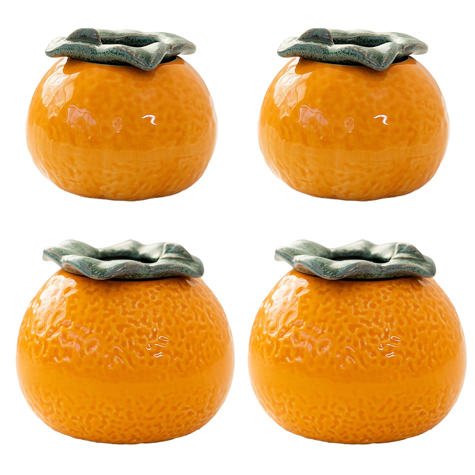 INIFLM Simulated Fruit Flowerpot Ceramic Orange Vase, Orange Ceramic Vase Decor, Orange Modern Bud Vase, Vintage Decor for Pen and Pencil Holder for Home Room Office(Medium)