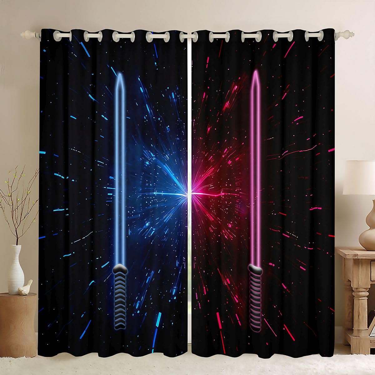 Rideau sabre laser pour créer une chambre futuriste de science-fiction