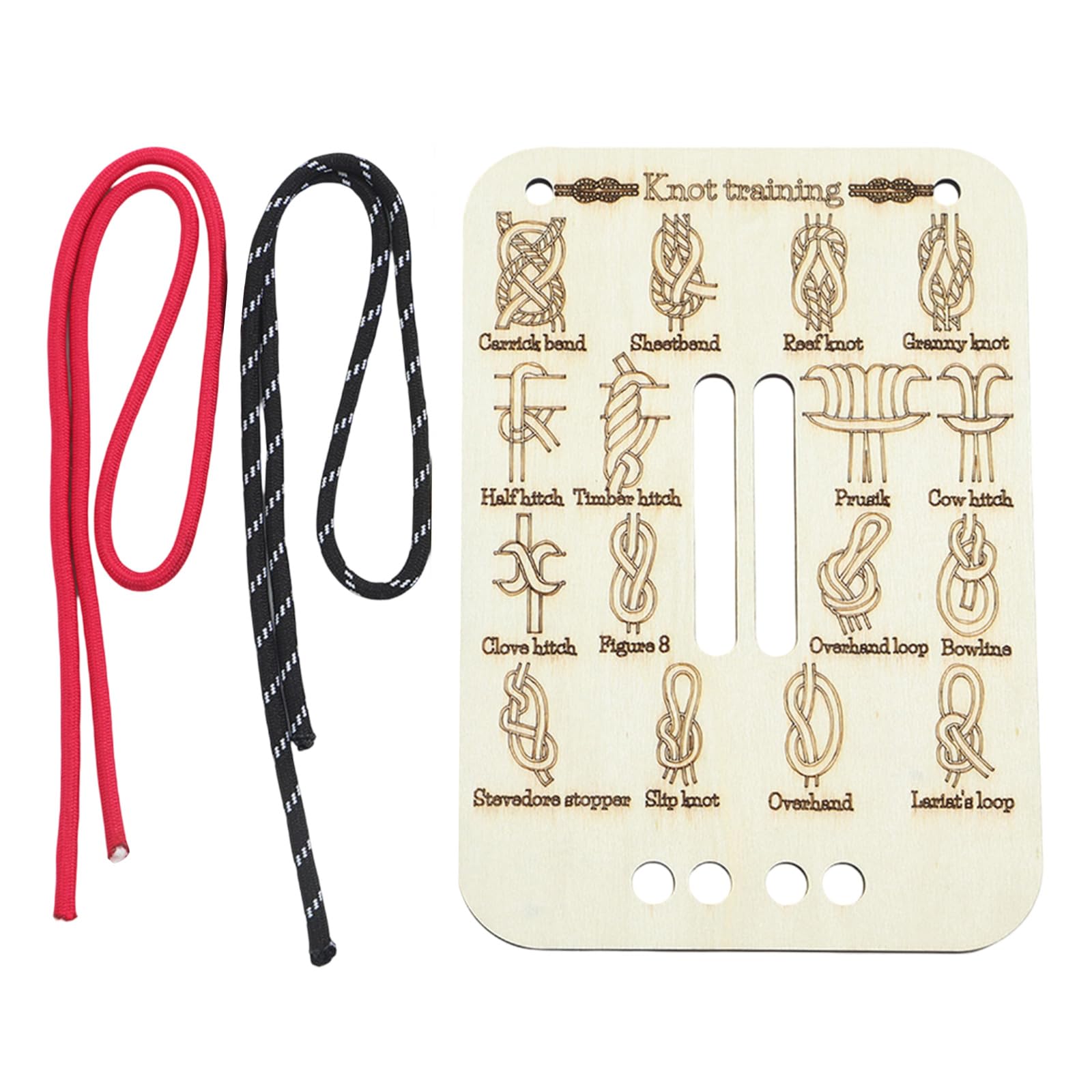 Rope for Knot Tying Practice, Knot Training Board Kit with 2 Ropes, Essential Outdoor Survival Tools for Camping, Hiking, Sailing, and DIY Projects, Choice for Hiking Lover — image 1