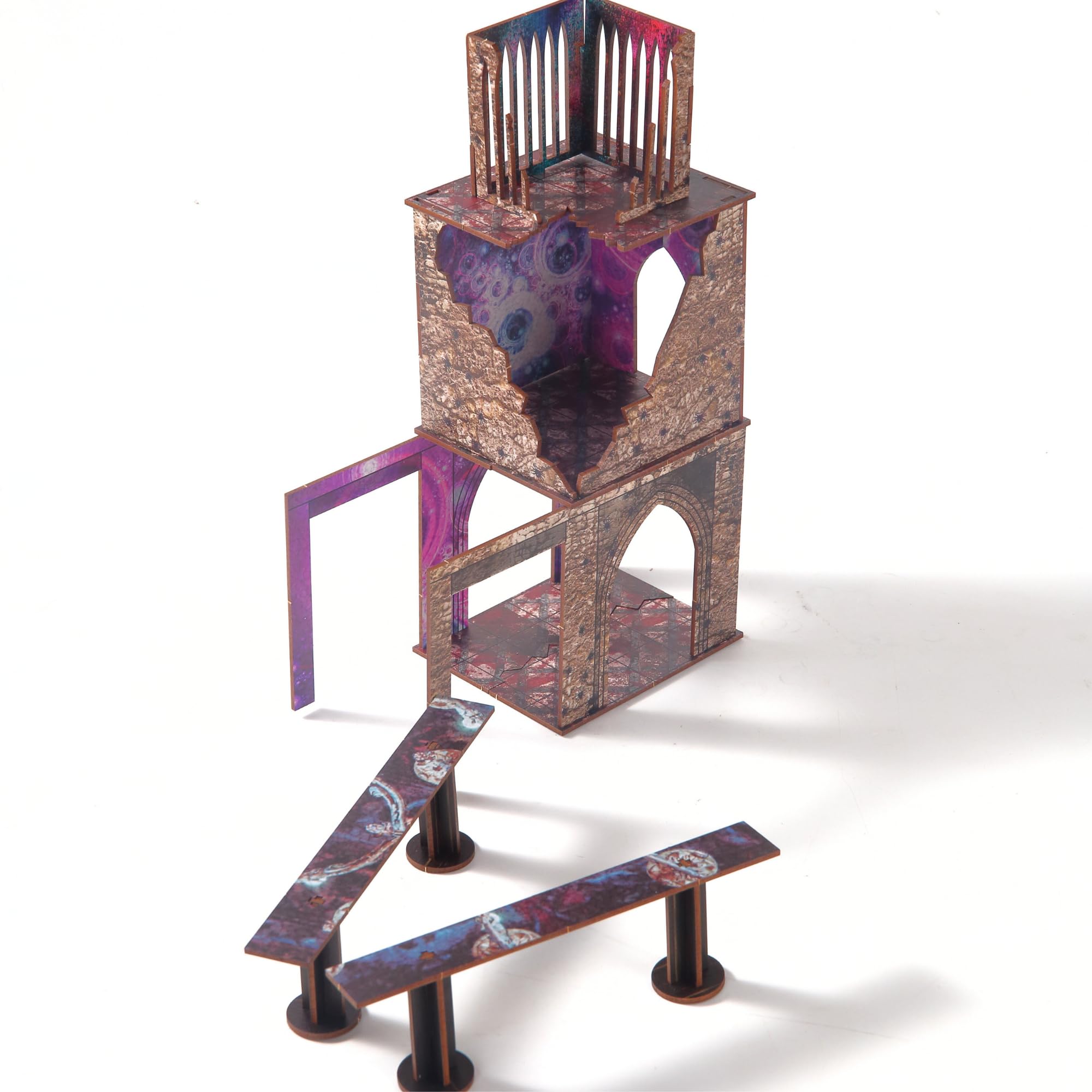Epic-Juego de Terreno Desmontable de construcción en ruinas y Puentes para WH40K D&D Pathfinder de 28 mm, Accesorios modulares de Juego de Guerra TTRPG en Miniatura para batallas de Mesa Que mejoran