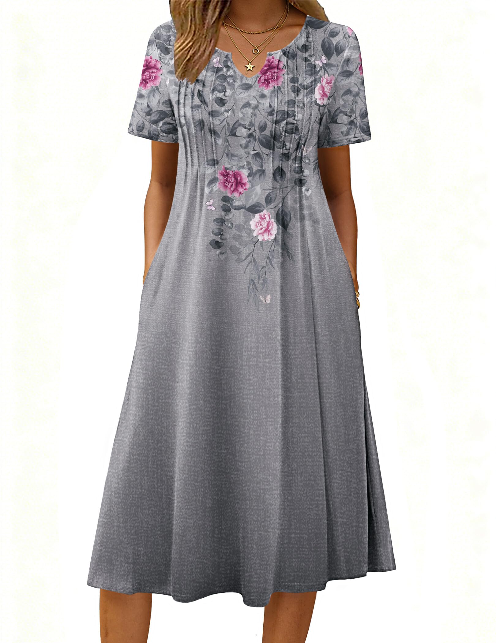 Zeagoo Short Sleeve Midi Dress