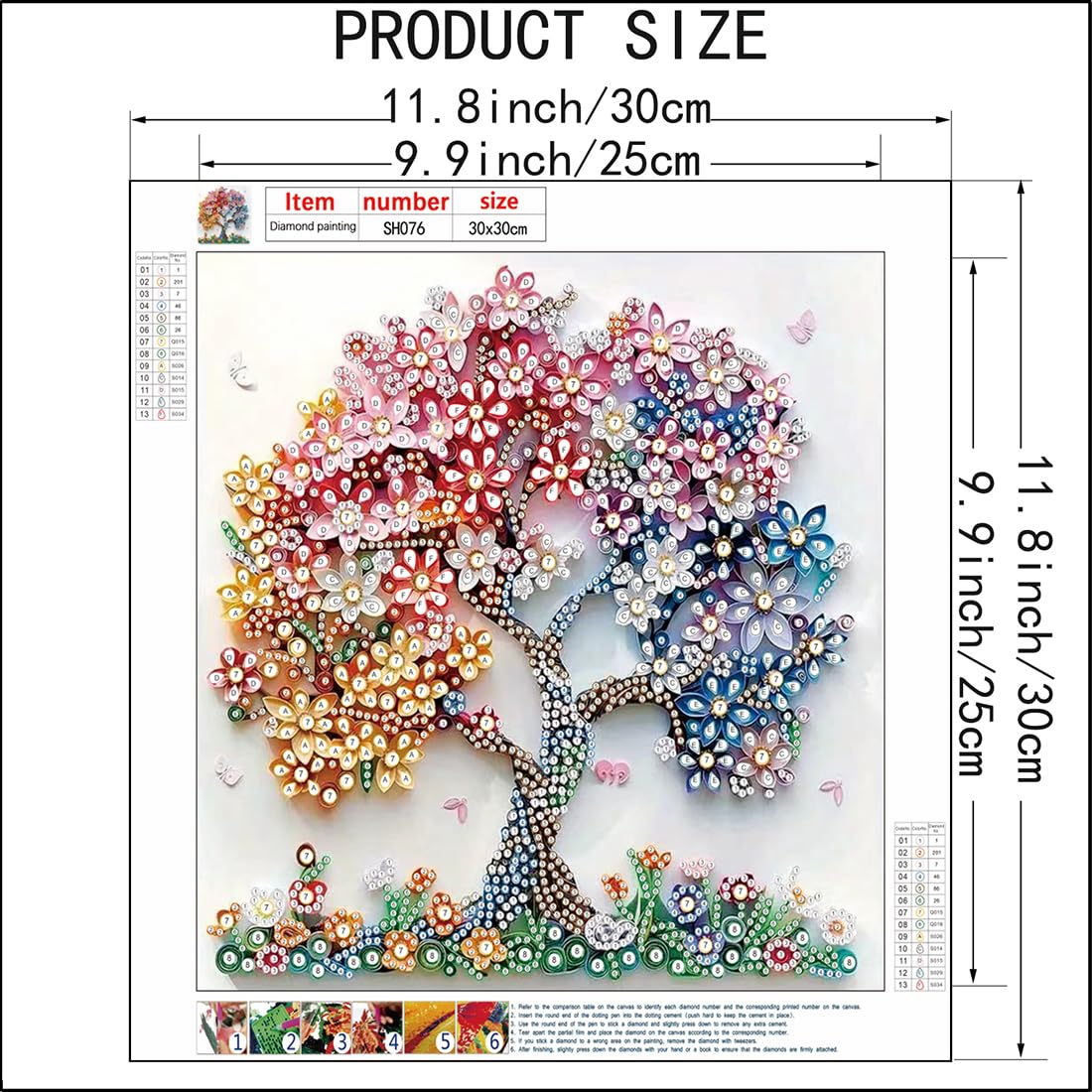 5D Diamond Art Kits - Colorful Tree Painting -7
