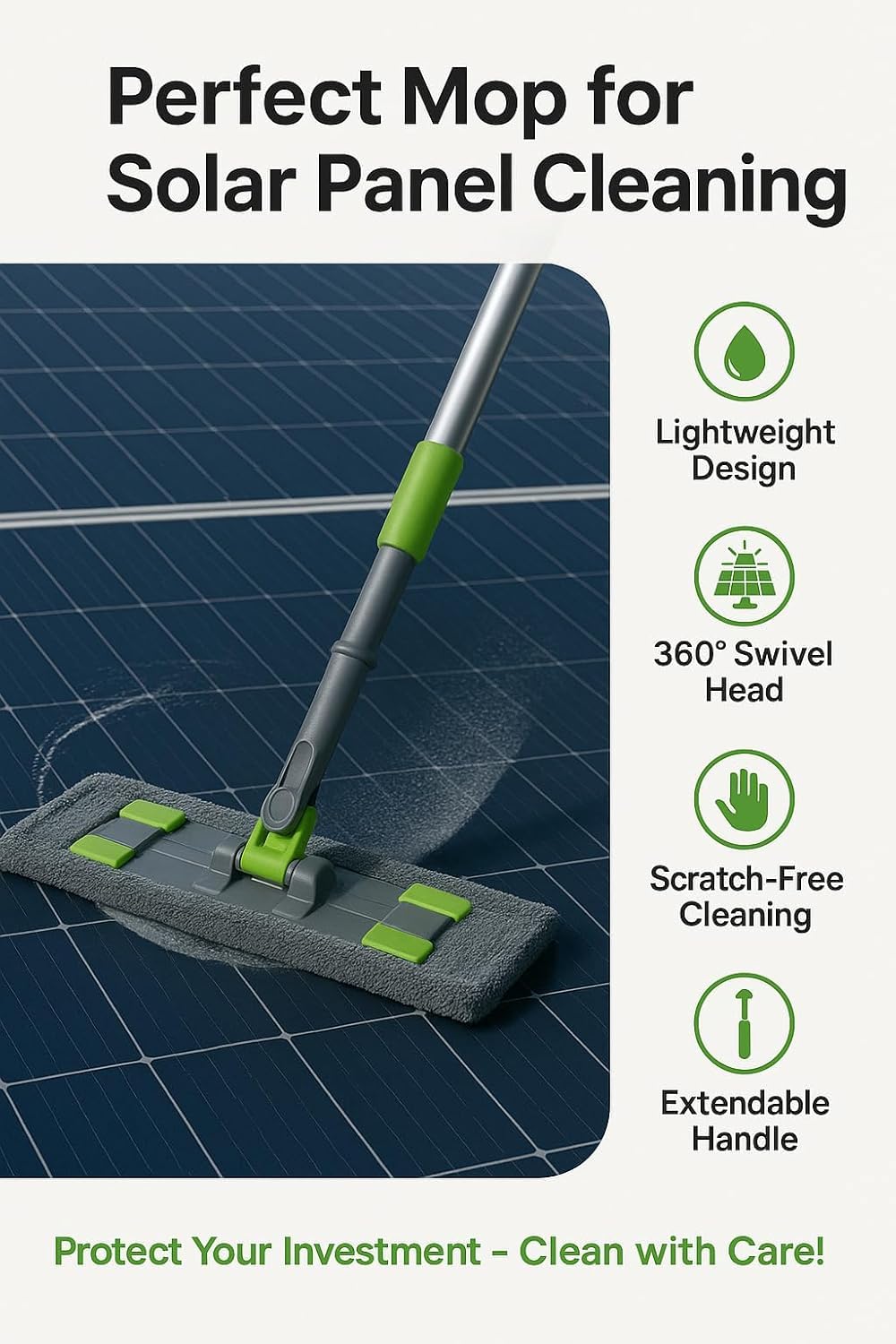 Solar Panel Cleaning Brush - Telescopic Handle -7 Solar Panel Cleaning Brush - Telescopic Handle -7
