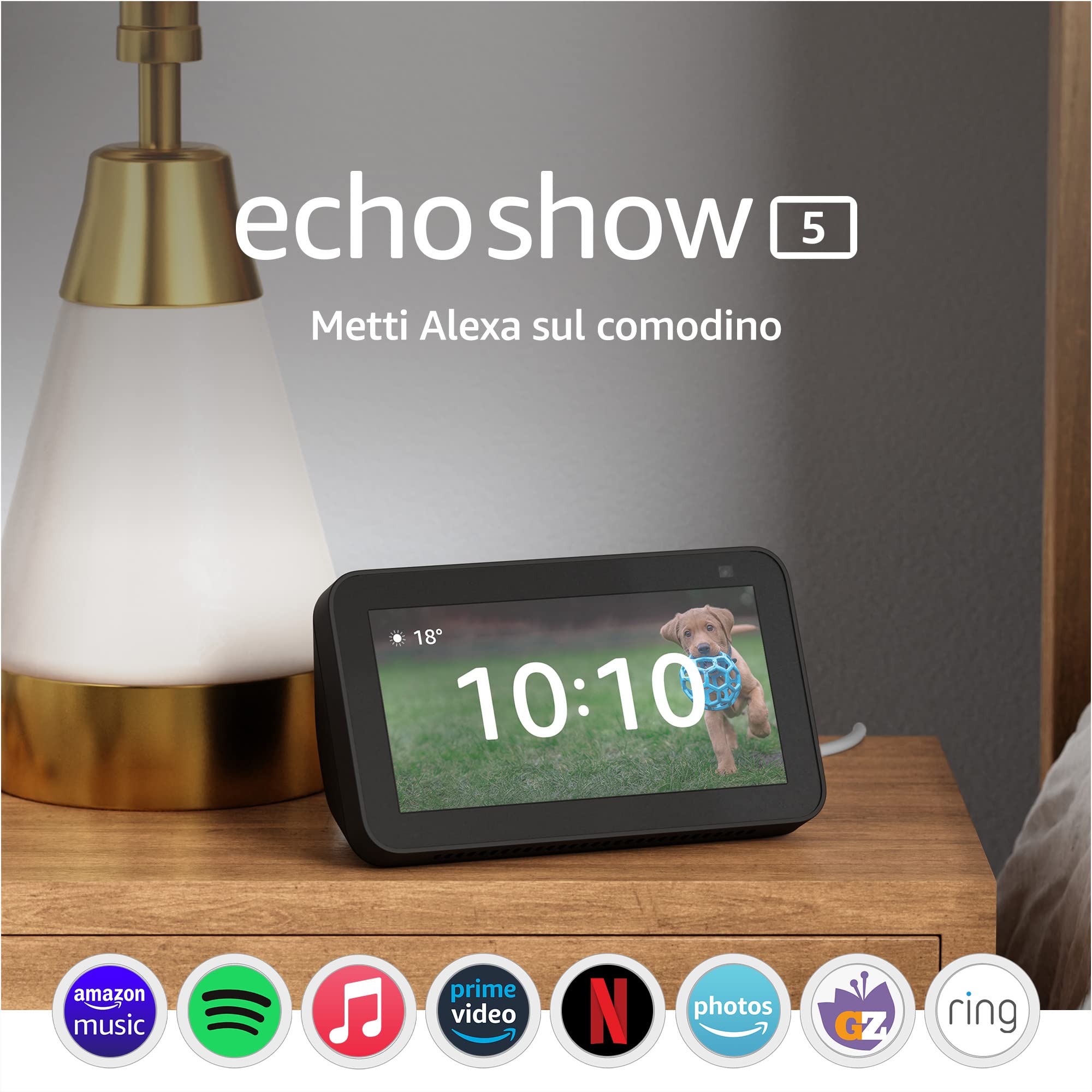 Echo Show 5 (2ª generazione, modello 2021) | Schermo intelligente con Alexa e telecamera da 2 MP | Antracite Antracite Solo dispositivo