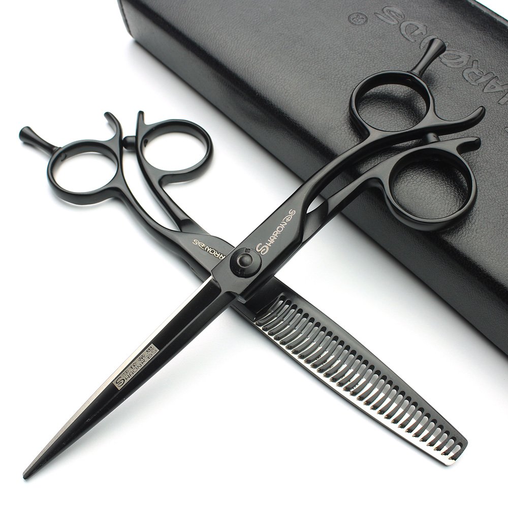 negro 6 pulgadas Profesional tijeras de peluquería peluquero herramientas especiales 440C Boutique (scissors set)