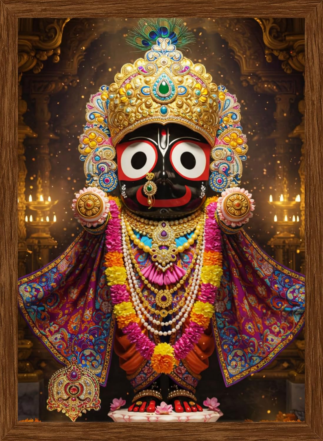DIVARTH Jagannath Photo with Frame, Lord Jagannath Painting, Hindu God Wall Art, Spiritual Photo for Home Decor, Pooja Room, Mandir, Gift Frame, 10x13 Inch (Brown)-image-43