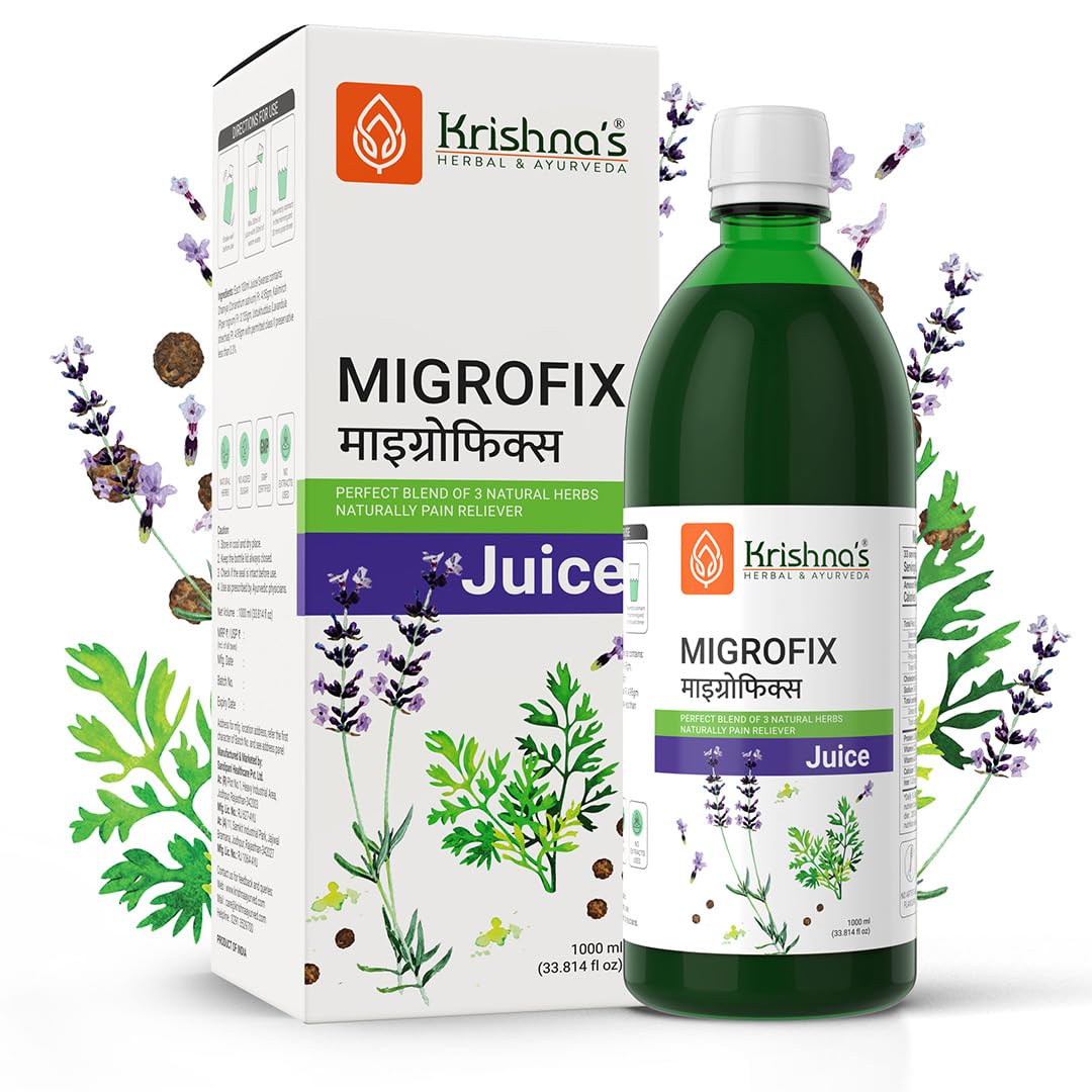 Krishna's MigroFix Juice, Perfect Blend of Dhaniya, Kalimirch & Ustukhuddus, No Artificial Colors or Flavors - 1000 ml (Pack of 1)-image-6