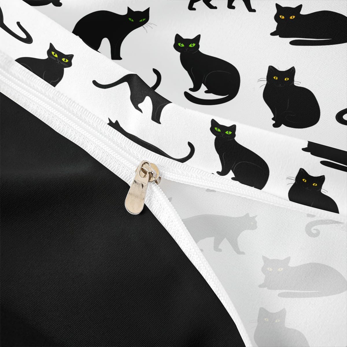 Homewish Poszewka na kołdrę dla dzieci z czarnymi kotami, super king, dla dzieci, nastolatków, dorosłych, motyw Halloween, poszewka na kołdrę, piękny zestaw pościeli dla kota na Halloween, z 2
