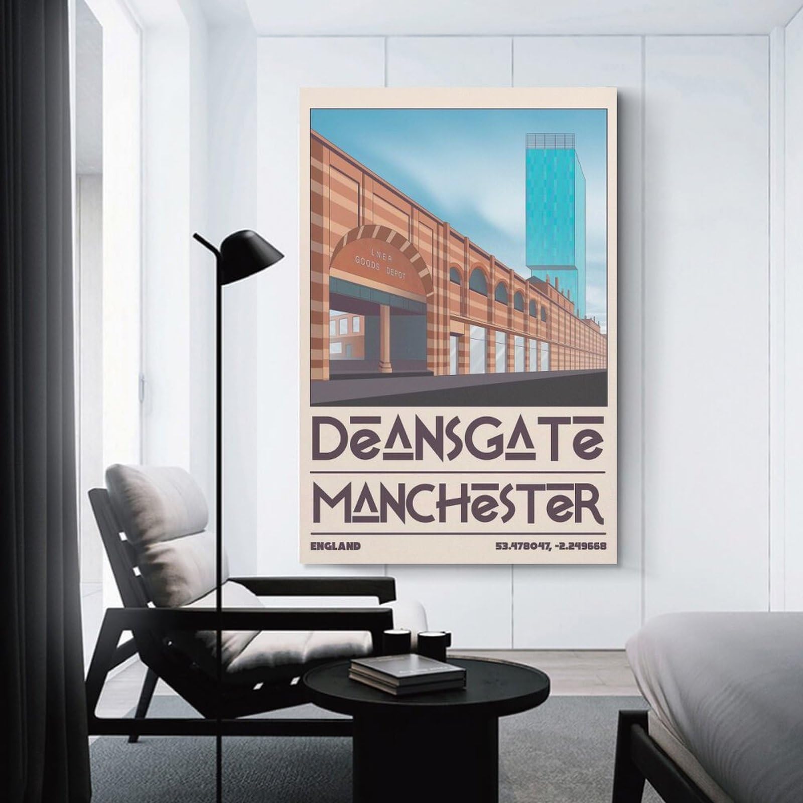 Junmoney Deansgate Manchester England Travel Decorative Wall Artwork, 20x30inch(50x75cm), for Corridors, Hallways Or Apartment Entries, Home Artwork for First Impressions