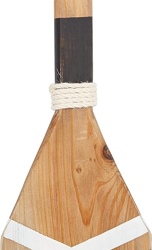 Vista 51 de Deco 79 Decoración de pared con remo de madera para el hogar, letrero de playa con detalles azules y detalle de cuerda, arte de pared de 6 x 2 x 47