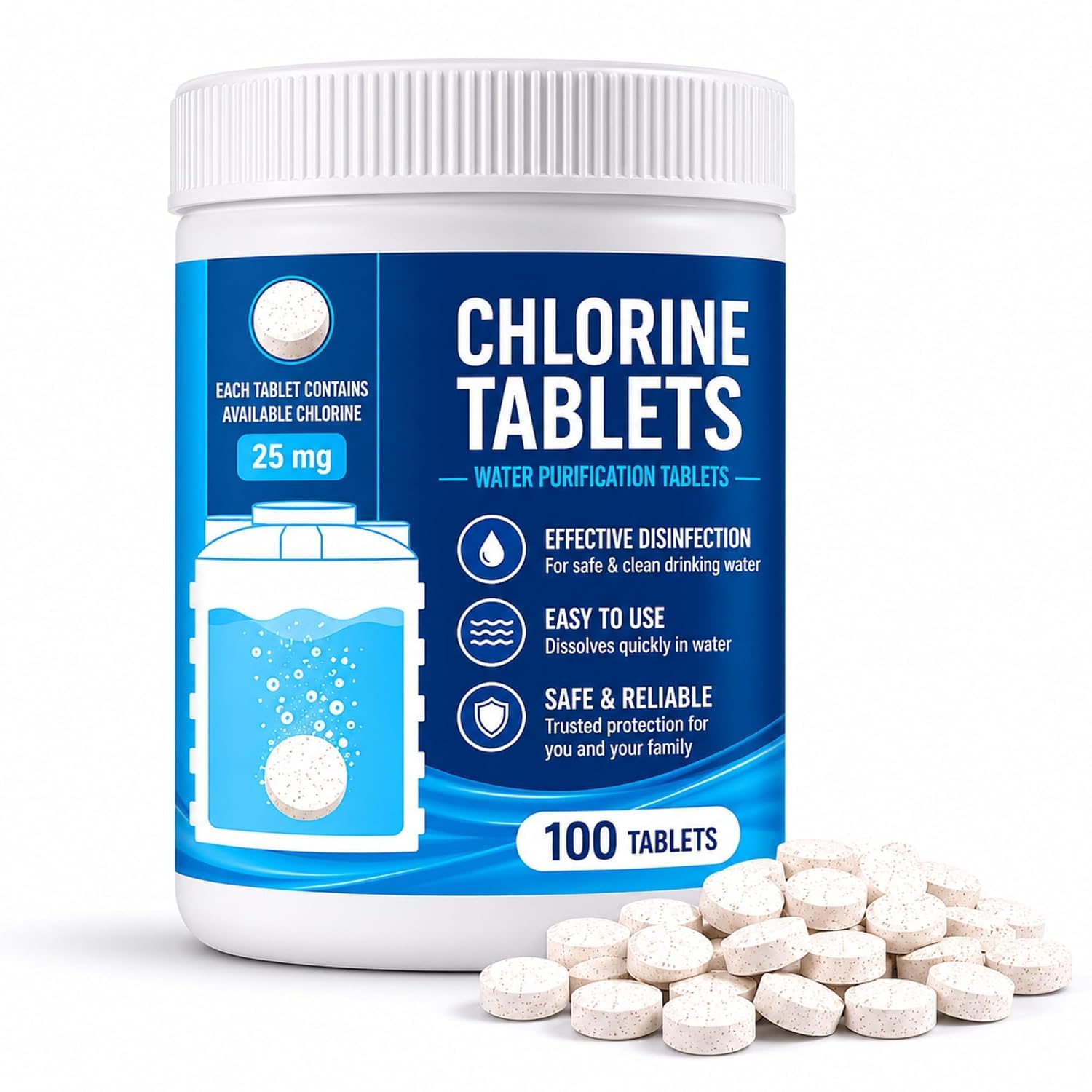 Chlorine Tablets for Water Tank | Safe Chlor Water Purification Tablet | Tank Cleaner for Home & Office | Water Tank Cleaning Tablets (Pack of 100)-picture-20