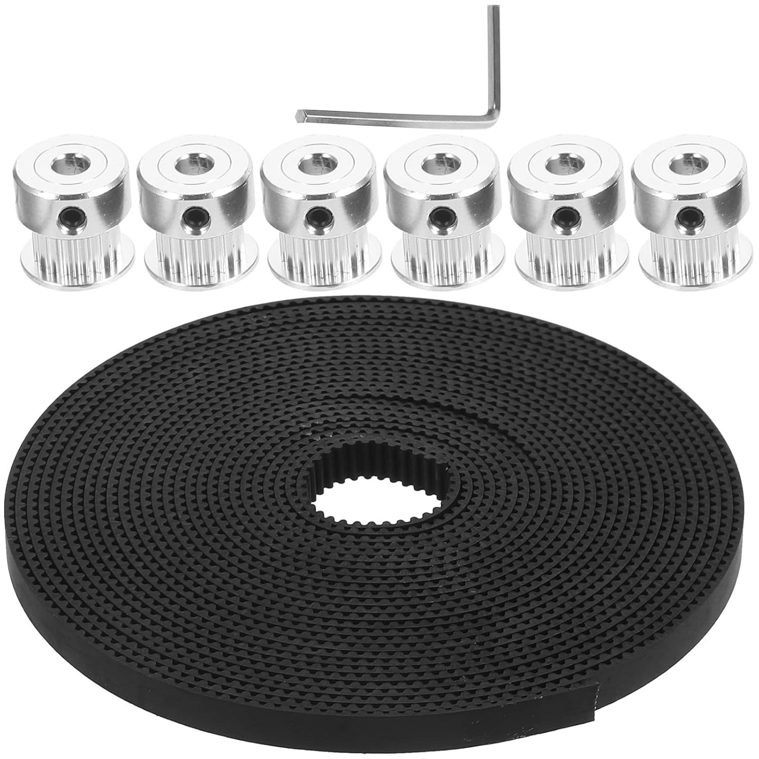 8pcs Gt2 20 Teeth 5mm Bore Timing Pulley Wheel Kit with 5m Gt2 Timing Belt for 3D Printer Mechanical Parts and CNC Machine Applications