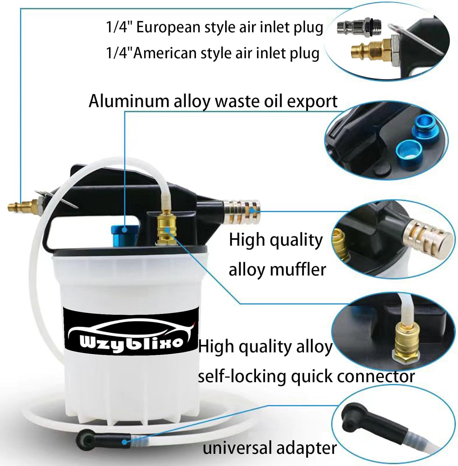 2L Vacuum Brake Bleeder - Vacuum Brake Bleeder Kit with Brake Fluid Extractor and 1L Refilling Bottle with Adapters