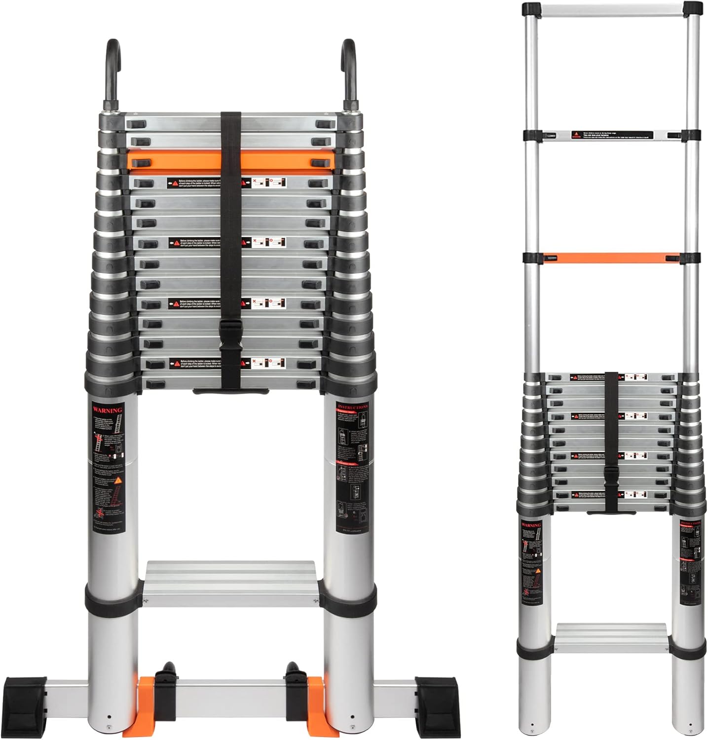 18.5 FT Telescoping Ladder, Extension Telescope Ladder with Hooks