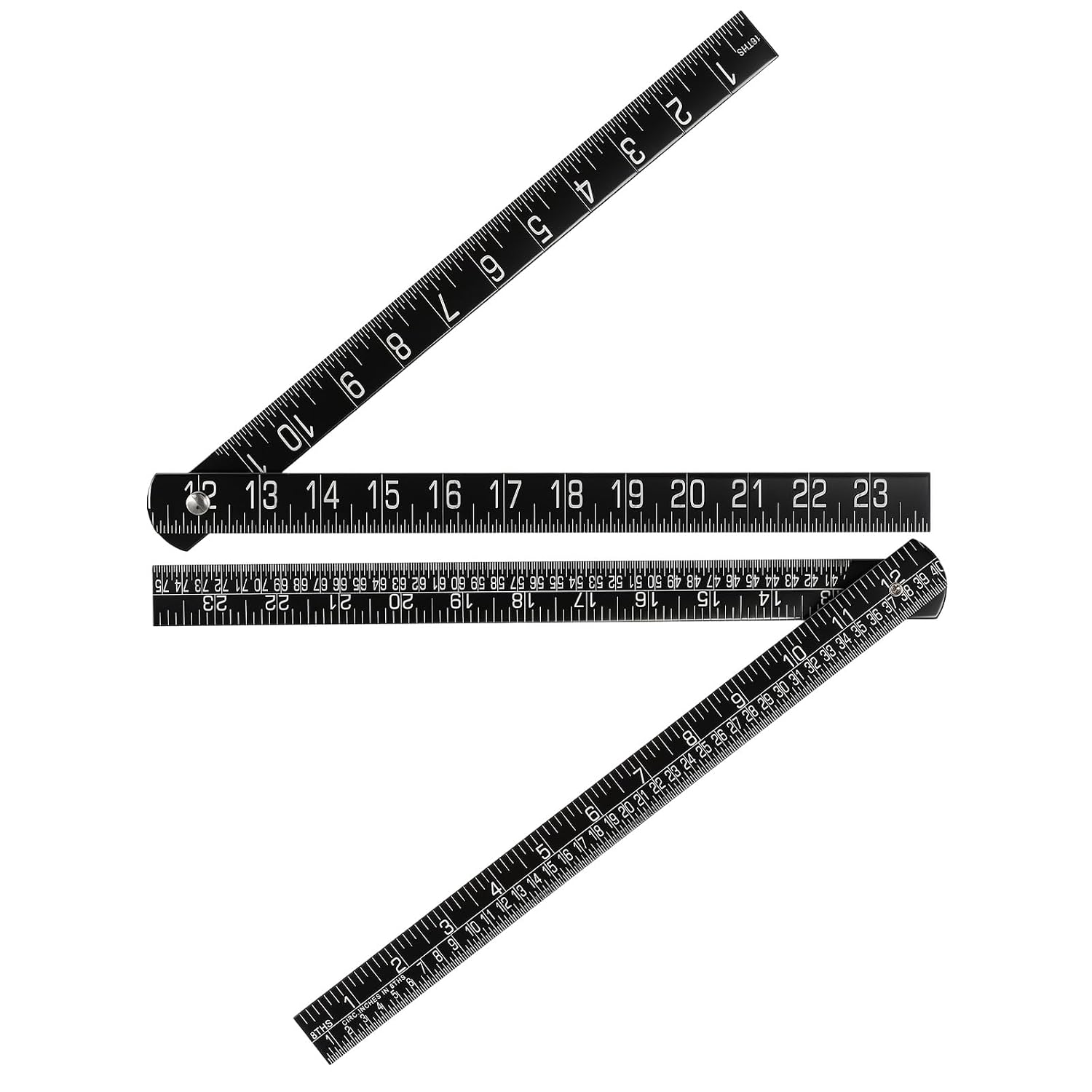 Lothee 1 Pcs 1" x2ft Metal Folding Machinist Ruler with Markings 8ths and 16ths, Aluminum Double-Sided Scale for Machinist Tinner Circumference Measurement Metalworking Industrial Drawing Engineering