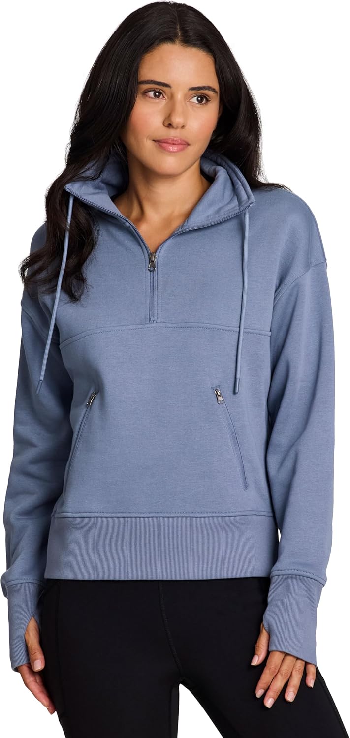 RBX Active Women's Lightweight Mock Neck Fleece 1/4 Zip Sweatshirt With Pockets