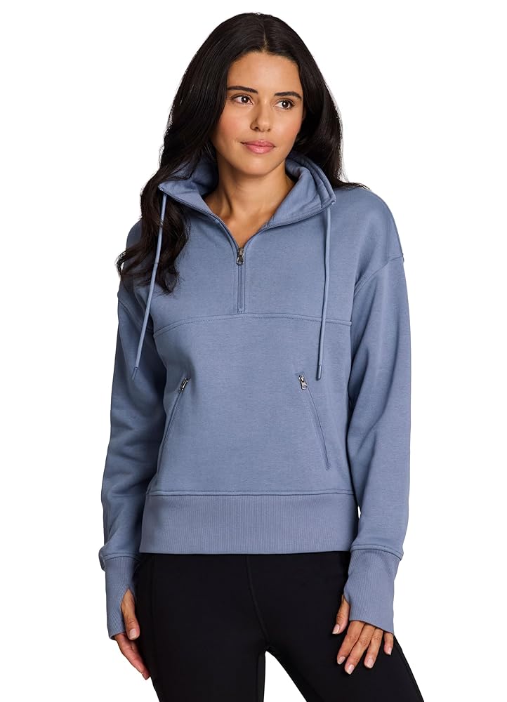 RBX Women's Fleece Sweatshirt with Pockets, Adjustable 1/4