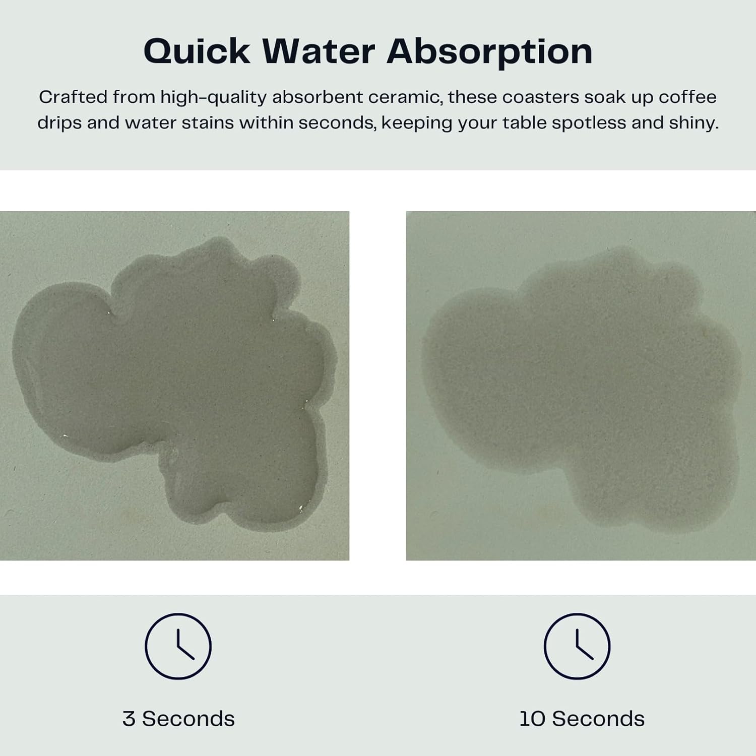 Set of 6 Beige and Green Coasters with Holder, Absorbent Ceramic Drink Coasters with Cork Backing for Table Protection, Table Decor, Housewarming Gifts - Image 3