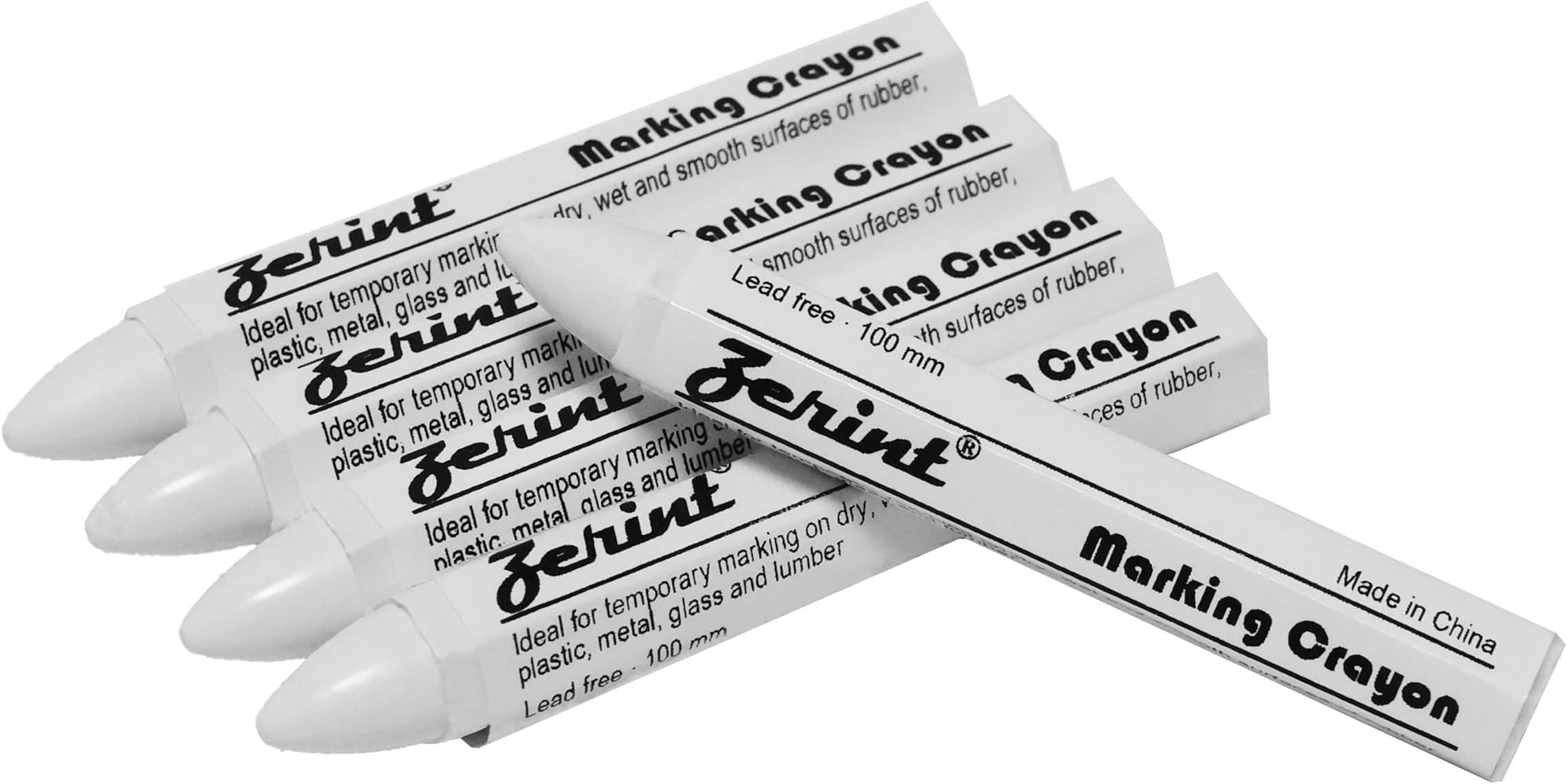 – Universal Marking Crayons, 5Pcs 100mm Wax Marker for Wood Metal Carton Ceramics Concrete Glass Plastic Tyre (White)