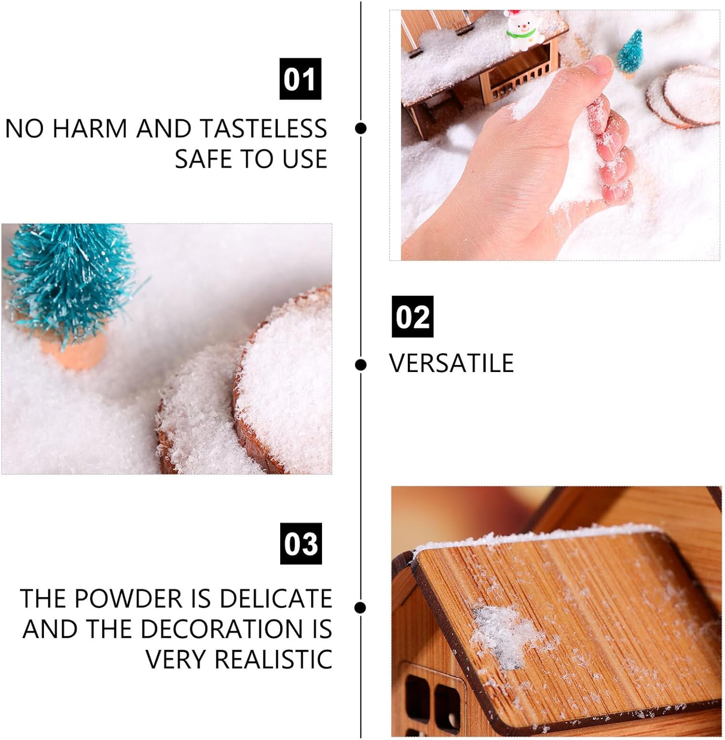Artificial Snow Powder for Christmas Decoration 500g Fake Snow Powder for Winter Holiday Displays and Christmas Village