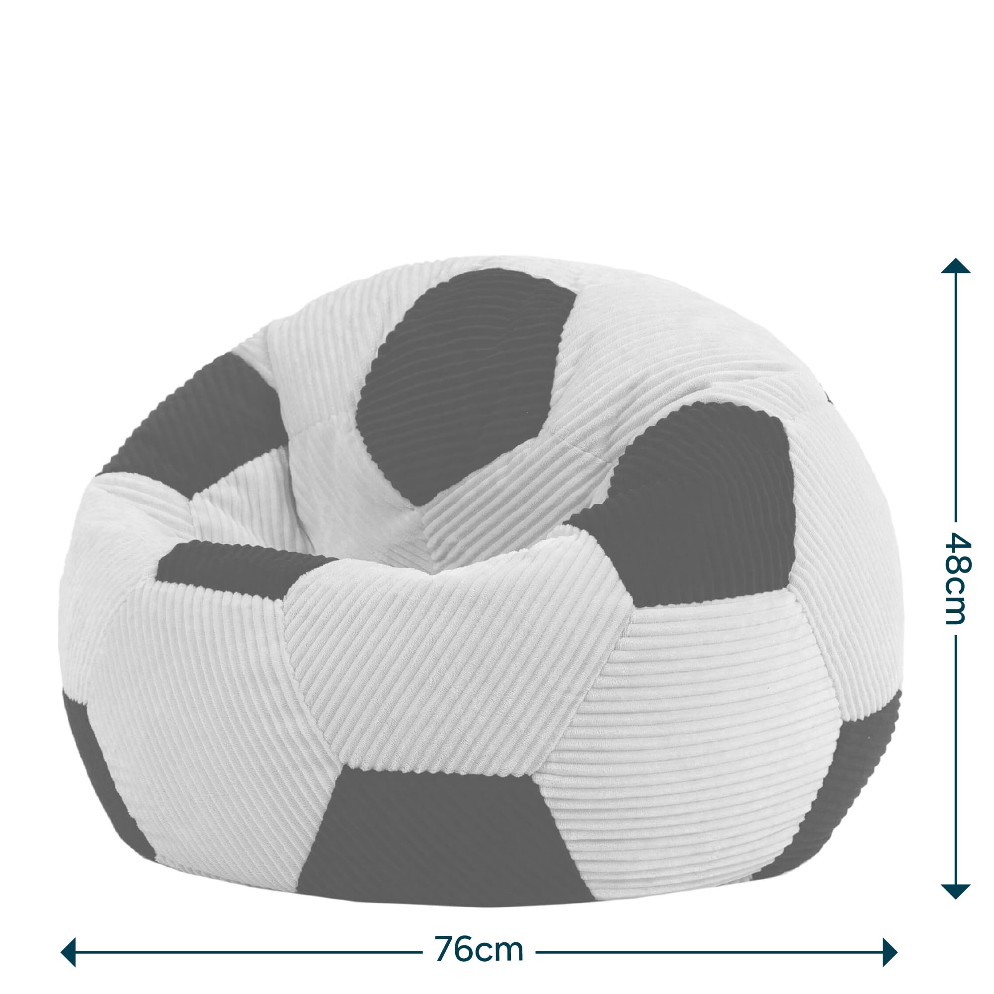 Icon Football Pouf Enfant, Pouf Poire Ado avec Remplissage, Chaise Enfant, Fauteuil Chambre, Meuble Chambre, Meuble Salon, Noir