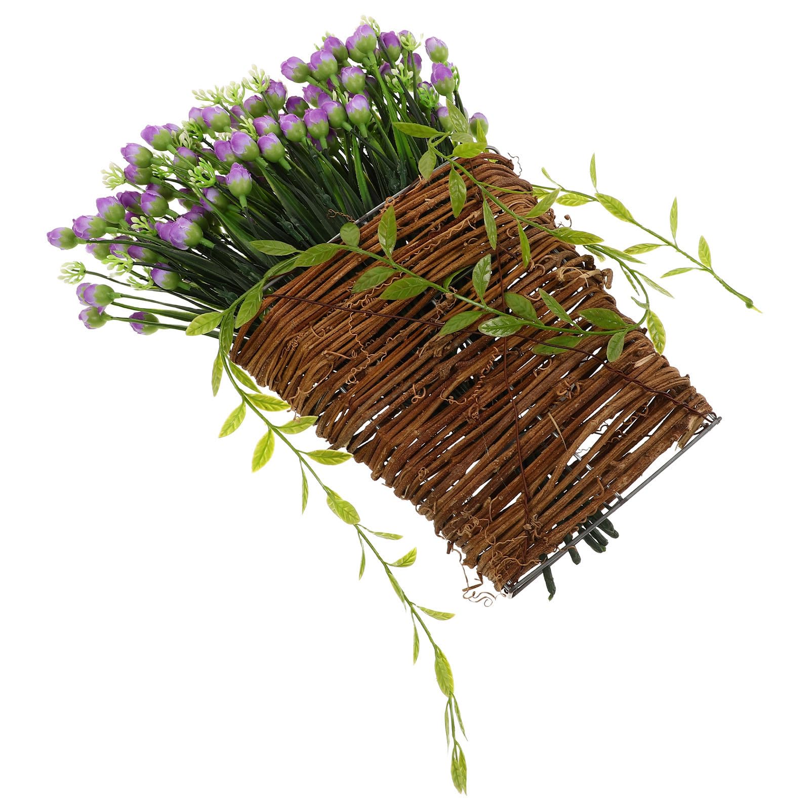 Cesta colgante de fibra natural púrpura para decoración exterior