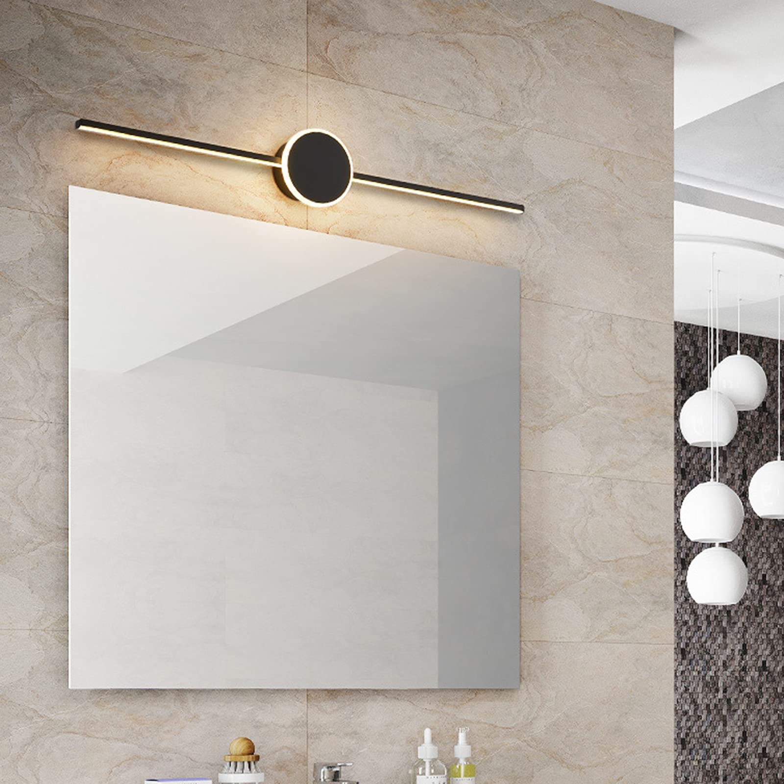 Łazienka lustro lampy,Lustro łazienkowe przednie światło wewnętrzne Linie Sypialnia Side Lampa Prosta Wodoodporna Przeciwmgielne Lustro Reflektor Makijaż Lampa Pary