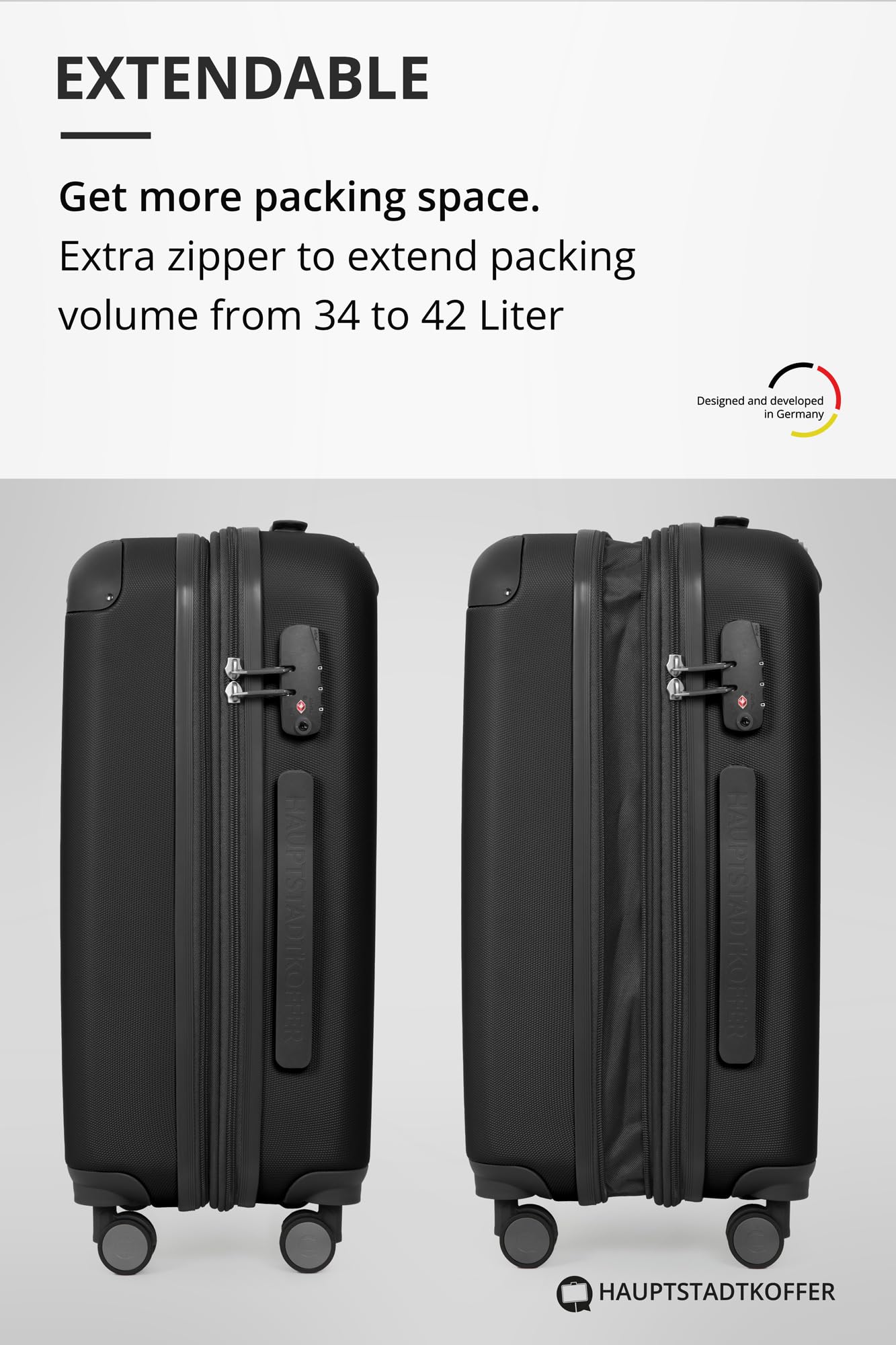 HAUPTSTADTKOFFER - Spree - Maleta rígida, Trolley expandible, Equipaje de Viaje, 4 Ruedas Dobles, TSA, 65 cm, 74 litros, Champán — view 229