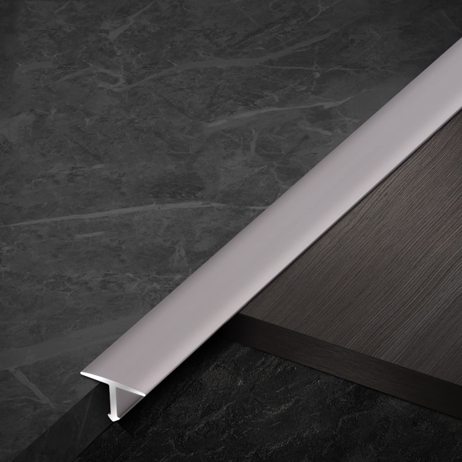 Remys Champagne Lightweight Thresholds Reducer/Carpet Edge Trim,T-Molding Floor Transition Strip Aluminum, Gap Connecting Strips For Front Door Doorways(,Long 140Cm/55.1In)
