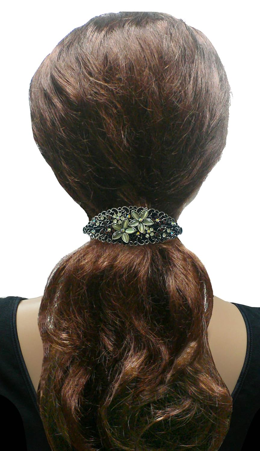 Set of 4 Large Crystal Barrettes for Thick Hair, 2 Styles, 6359pG/NM86010-4dkAdkOli
