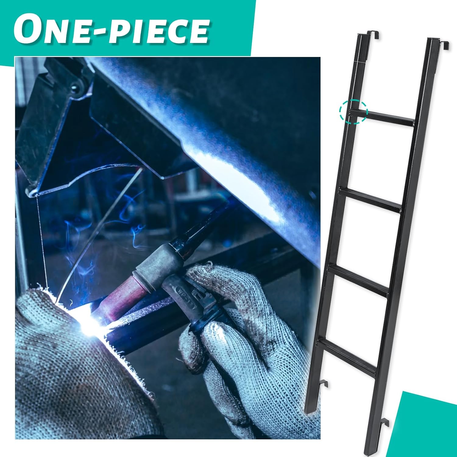 RV Bunk Bed Ladder, Heavy Duty Rv Ladders for Travel Trailers with Hooks and Foot Caps, Twin Bed Step Ladder for Home,Loft,Camper-55 inch