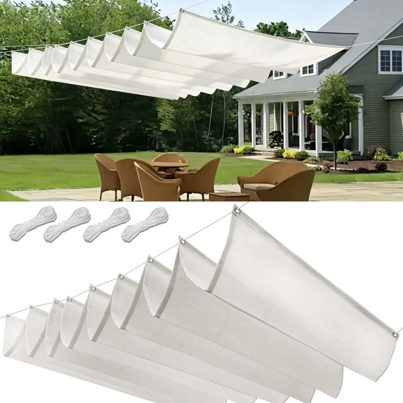 Voile d'ombrage rétractable vague blanc pour ombrager une terrasse d'été