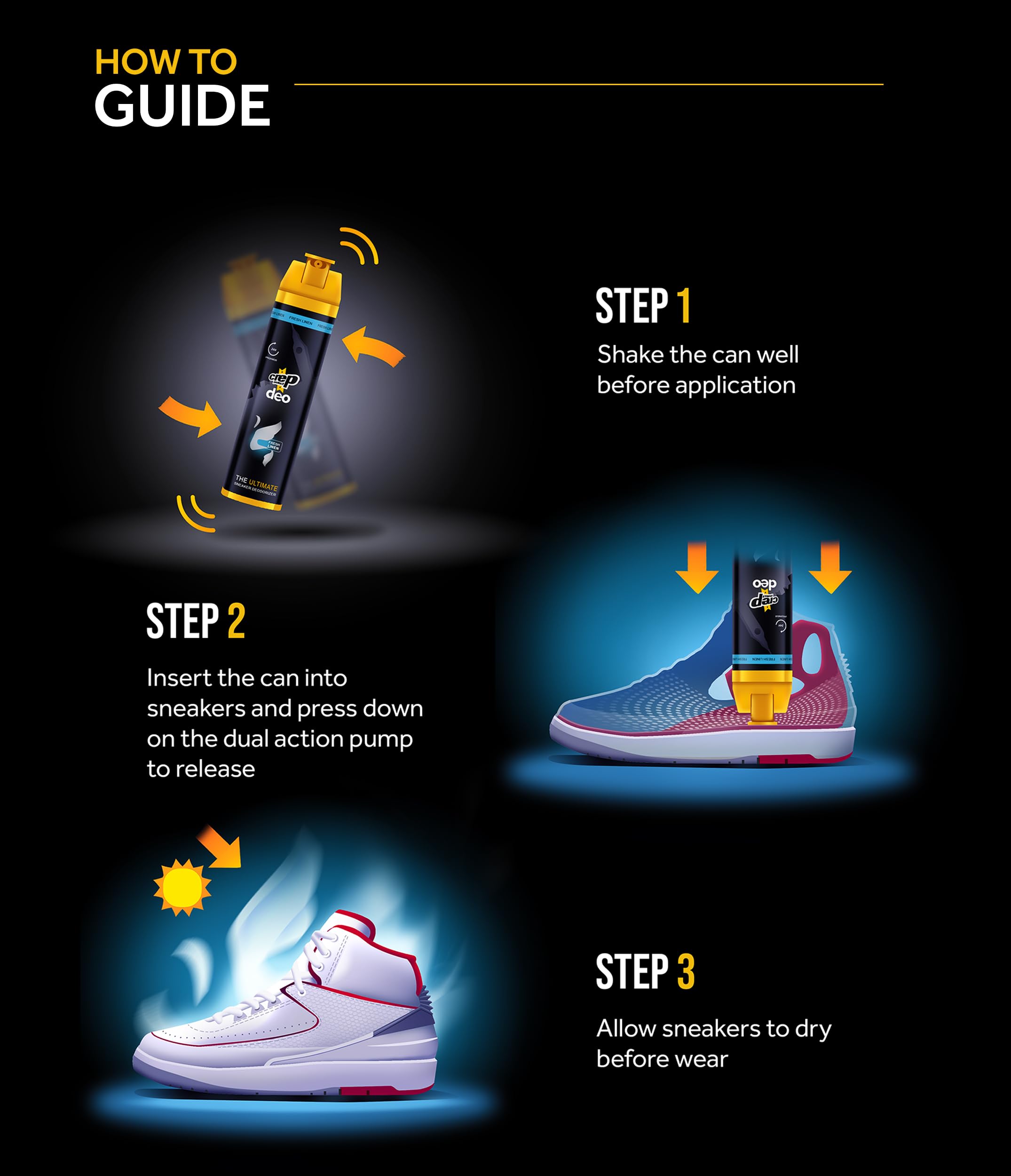 Crep Protect Shoe Deodorizer Spray - Shoe Smell Eliminator Delivers 24-Hour Odor Protection, Residue-Free Formula for All Sneakers, Refreshing Scent (Vanquish, 150ml) 3