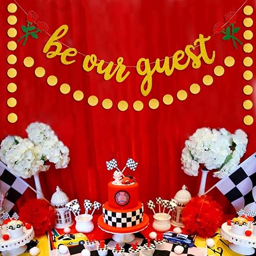 Miniatura 2 de Letrero dorado con texto en inglés «Be Our Guest » – Cartel de recepción para fiesta de La Bella y la Bestia, despedida de soltera, despedida de