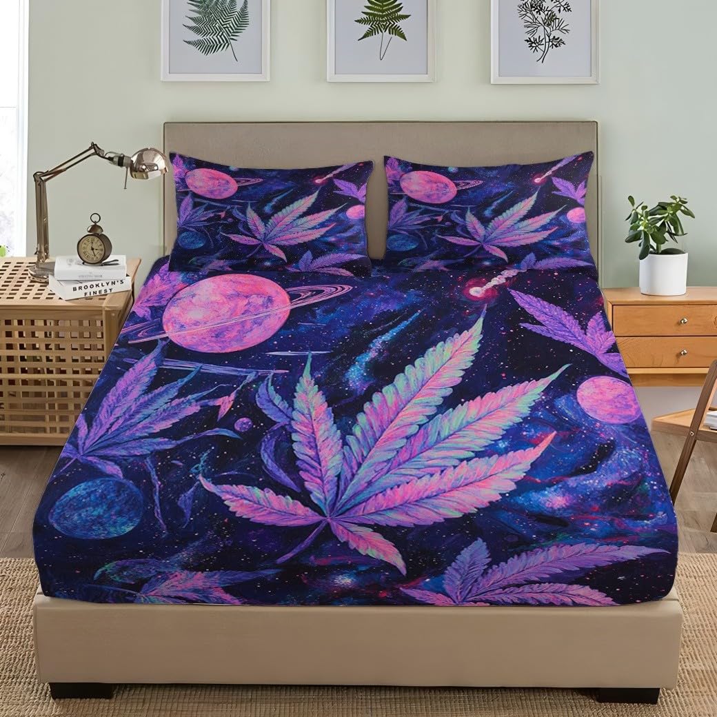 Violet Drap-Housse en Microfibre Brossée 200x200 cm Bonnet 30cm