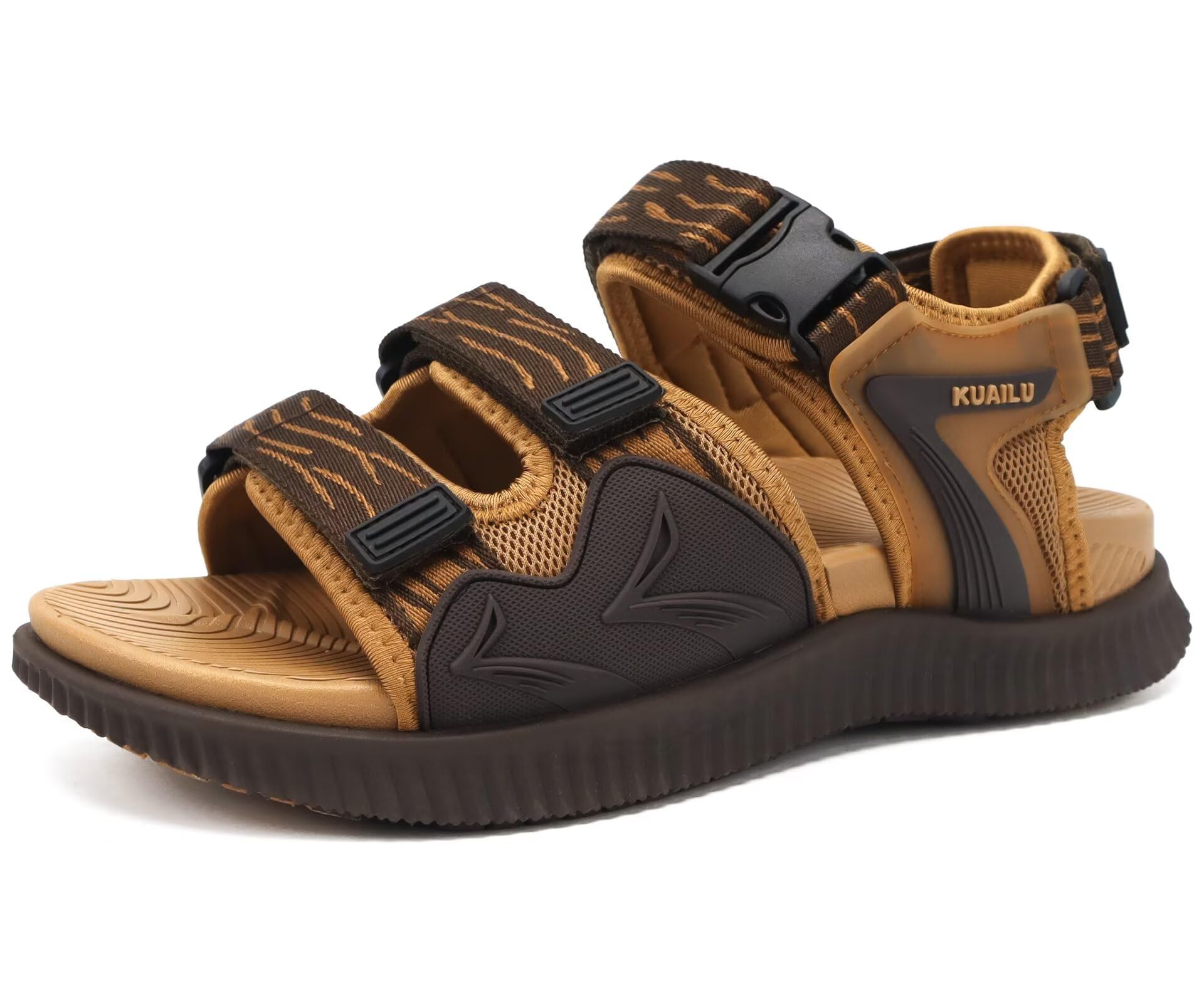 KuaiLu Mens Hiking Sandals with Arch Support Orthopedic Walking Recovery Sandals for Plantar Fasciitis Open Toe Summer Athletic Sport Comfortable