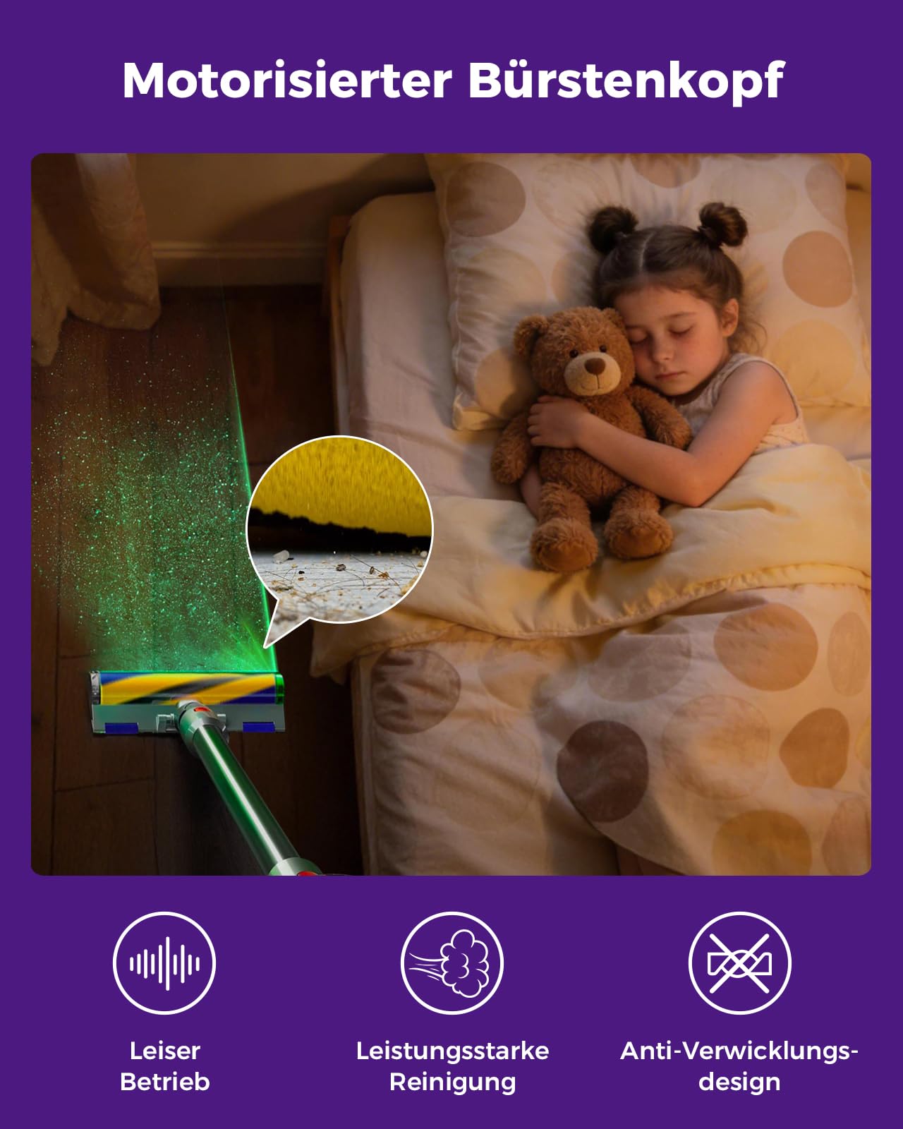 V12 Elektrische Bürste für Dyson V12 Detect Slim/Digital Slim LED-Leuchten Ersatzteile, Hartbodenaufsatz mit Stauberkennung (grünes Licht), Bürsten zubehör für Dyson V12/Digital Slim Staubsauger