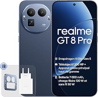 realme GT 8 Pro, 16+512 Go, Snapdragon 8850, Caméra Téléphoto 200MP, 50MP IMX906 OIS, Écran 6,78