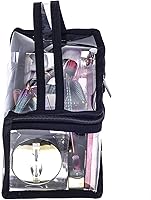 Vista 9 de Pequeña bolsa rectangular transparente de maquillaje de PVC para maquillaje, organizador de herramientas para artistas, bolsa de cosméticos