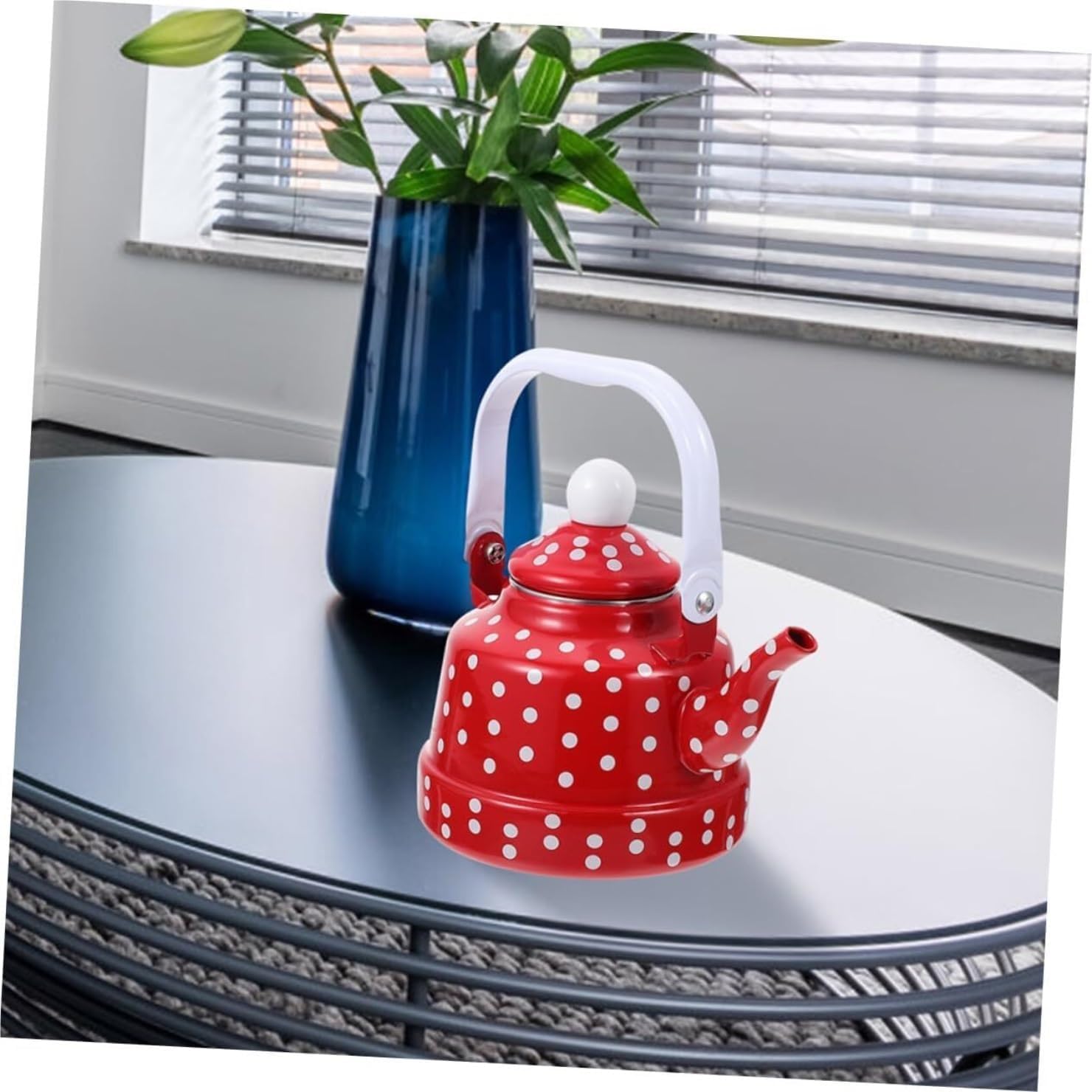 Tea Kettle for Stove Top 1.7L Enamel Kettle Ceramic Teapot Induction Kettle Stove Tea Kettle with Strainer Pumpkin Teapot Enameled Kettle Teapot(Red)