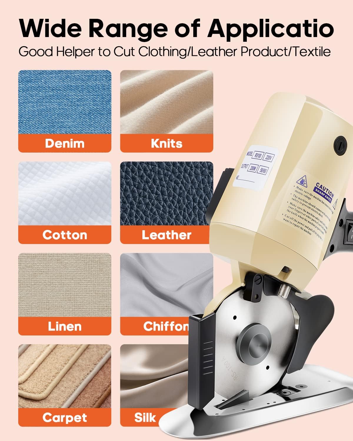 110V Electric Rotary Fabric Cutter Cloth Cutting Machine 4 Inch (100mm) Octagonal Blade Cloth Cutter Electric Scissors With Automatic Sharpener For Multi Layer Carpet Leather