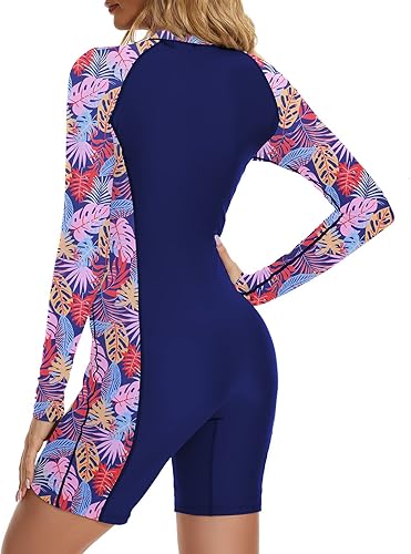 Miniatura 5 de Century Star Traje de baño de manga larga para mujer, traje de baño de una pieza, modesto cobertura completa, trajes de baño Boyleg Surfing