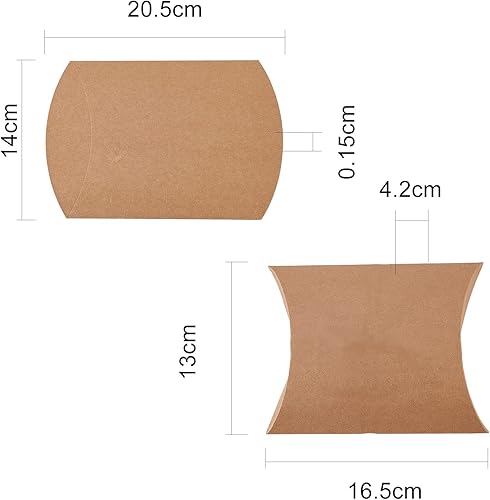 Vista 70 de Airssory 100 unidades de almohada de papel kraft vintage de 3 x 2 pulgadas, caja de embalaje de dulces, caja de embalaje de dulces, cajas de regalo