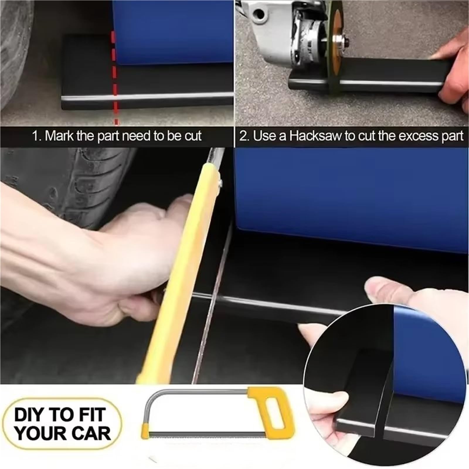 Aufsatz Seitenschweller Für 8-teilige 2,2 M Universal-Seitenschwellerverlängerung Rocker Plate Lip Separator Bumper Auto-Seitenschweller