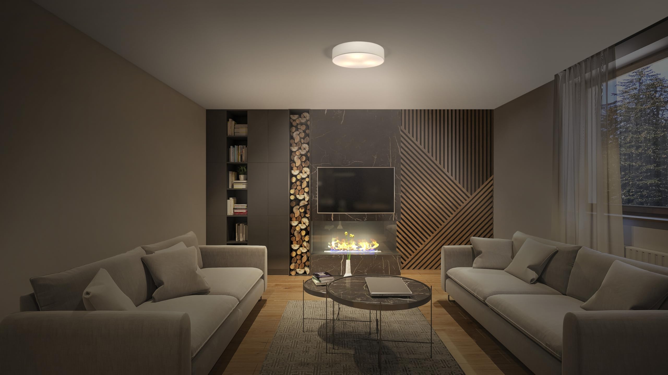 OSRAM Plafón ORBIS PARIS 480mm, beige, casquillo 3xE27, puede equiparse con lámpara smart, diseño moderno, apto para interior, redondo, IP20