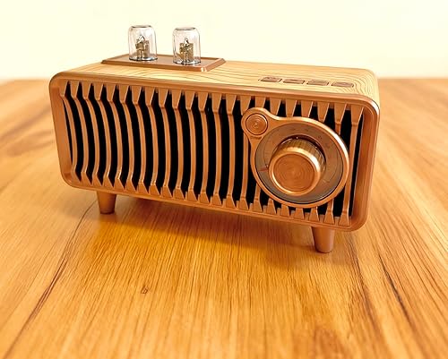 Miniatura 5 de Altavoz Bluetooth de radio FM recargable portátil retro con doble altavoz estéreo, reproductor AUXUSBTFMP3, conexión TWS compatible, ideal para uso