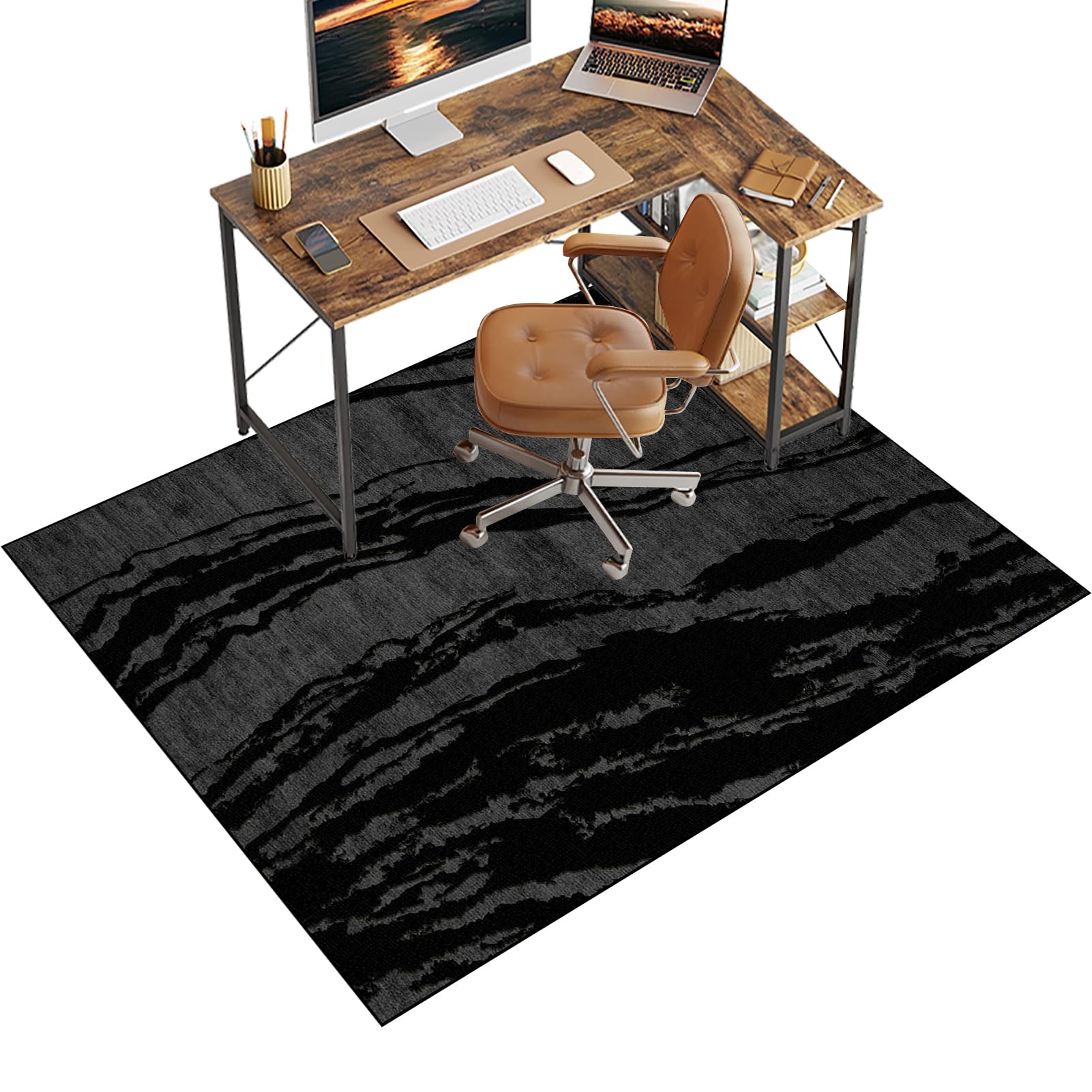 Bodenschutzmatte Bürostuhl, Gaming Stuhl Unterlage, Bürostuhl Unterlage für Stühle Anti-Silp, Gaming Teppich Unterlage-Kratzfest, 120 x 140 cm Unterlage Schreibtischstuhl für Gaming Stuhl & Bürostuhl