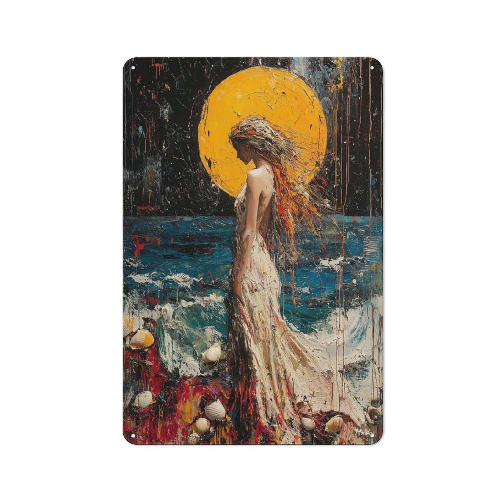 Junmoney Expressionist The Birth Of Venus – Bold Conte Mporary Art Reinterpretation Classic Metal Wall Decor 30X20cm, Tin Sign For Bar, Kitchen, Garage Or Games Room