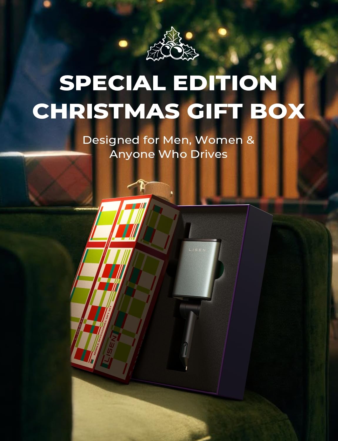 LISEN Retractable Car Charger, Gifts for Him Her, Car Adapter USB C Fast Charger, gifts for Mothers Day Travel Essentials kits Car Accessories for Men Women Gifts for iPhone 17 16 15 14 13 Samsung S26: Grey Gift Box Edition