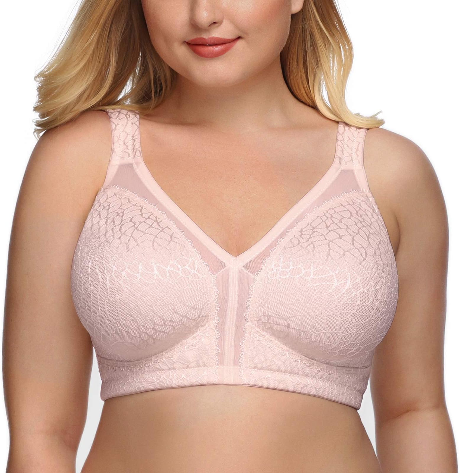 Women's Full Figure Minimizer Bras Comfort Large Busts Wirefree Non Padded Plus Size Bra